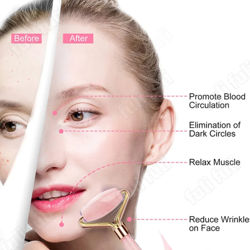 Rose Quartz Jade Roller Set