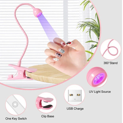 Compact Clip-On UV Nail Lamp