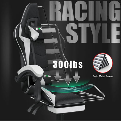 bigzzia Ergonomic Gaming Chair with Footrest