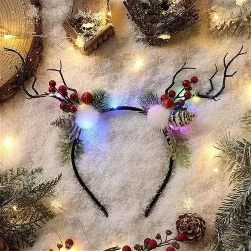 Christmas Glow Antler Flower Headband