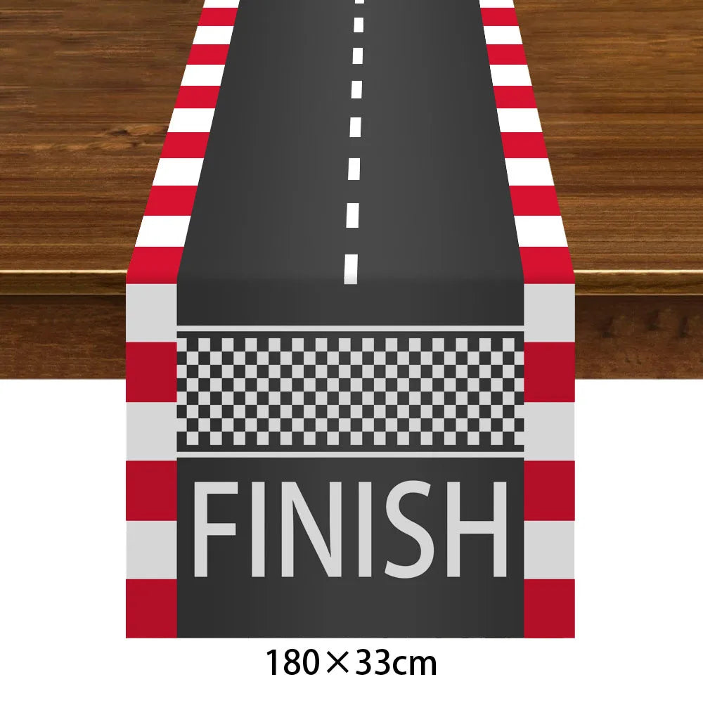 Racing Car Checkered Table Runner