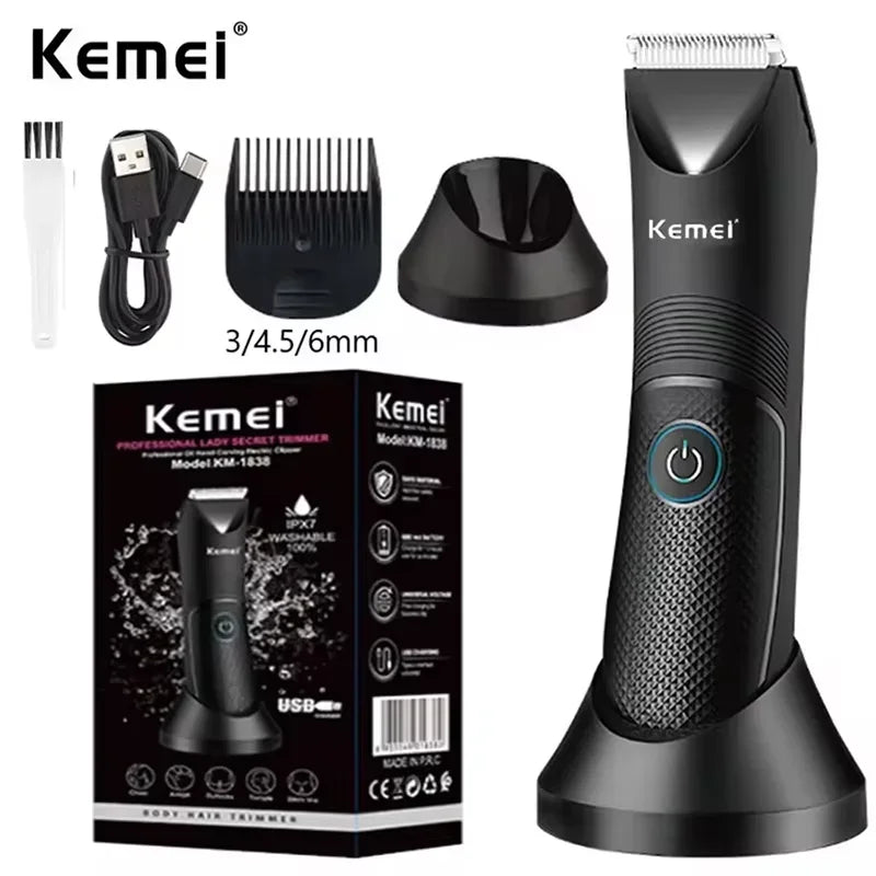 Kemei Waterproof Body Hair Trimmer