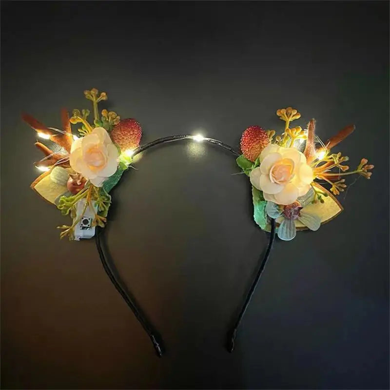 Christmas Glow Antler Flower Headband