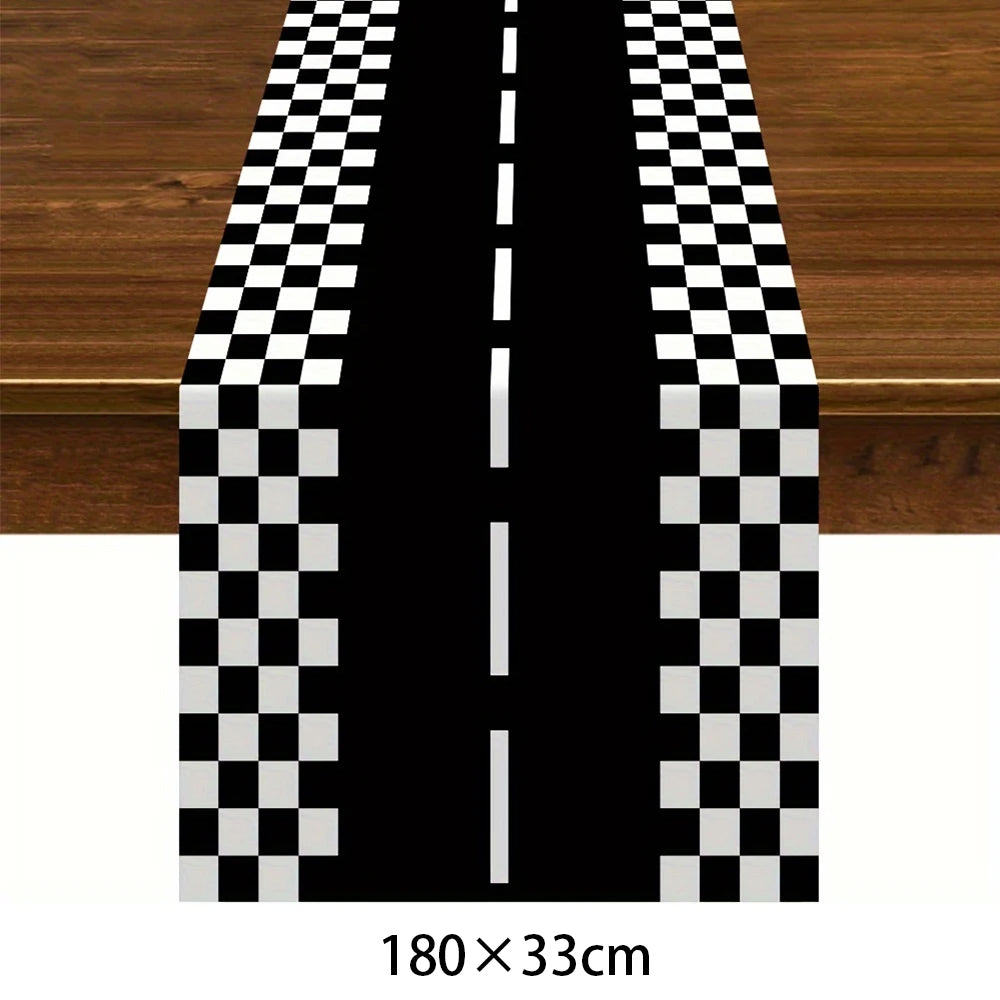 Racing Car Checkered Table Runner