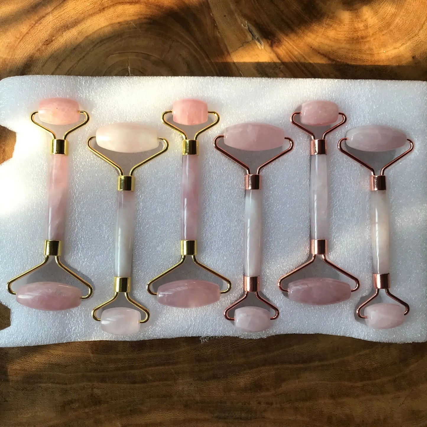 Rose Quartz Jade Roller Set