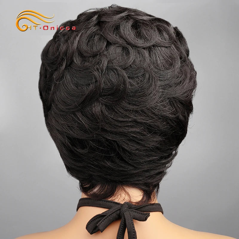 Short Curly Pixie Hair Wig