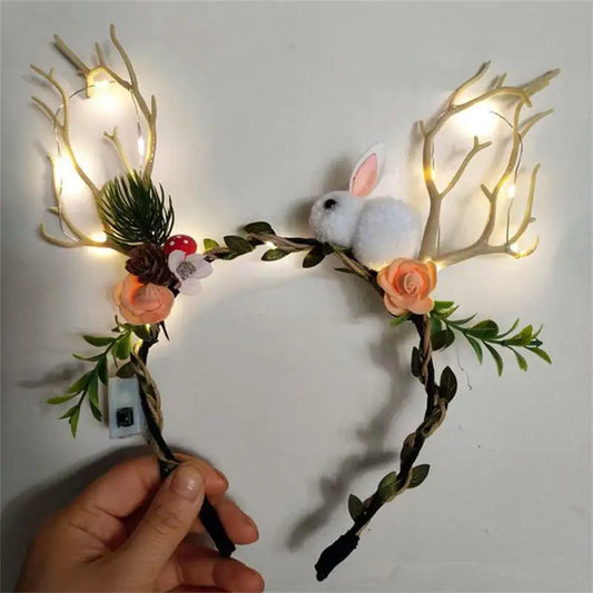 Christmas Glow Antler Flower Headband