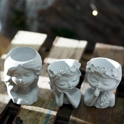 Girl Head Flower Pot Mold