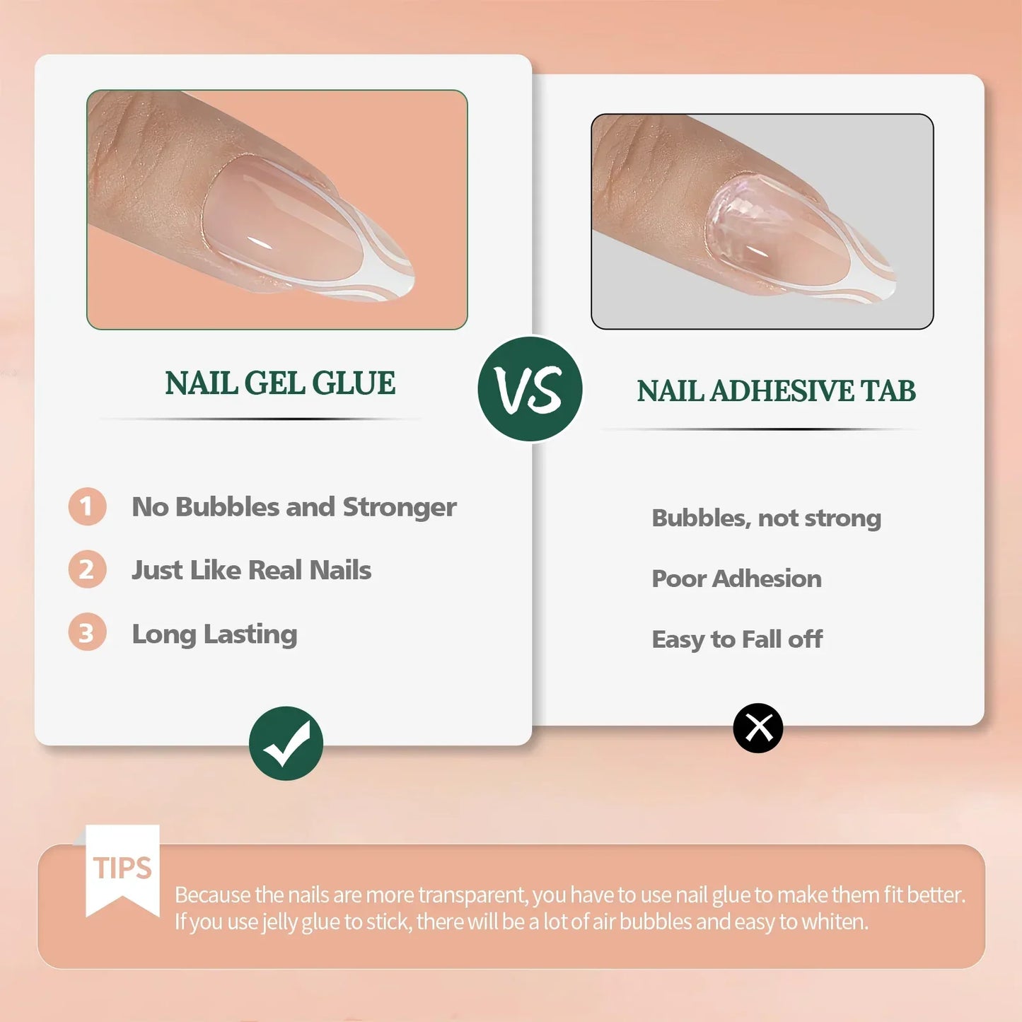 French Almond Gel Nail Tips
