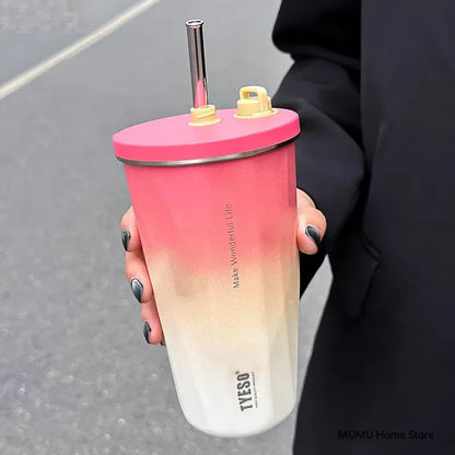 Tyeso cup Stainless Steel With Straw