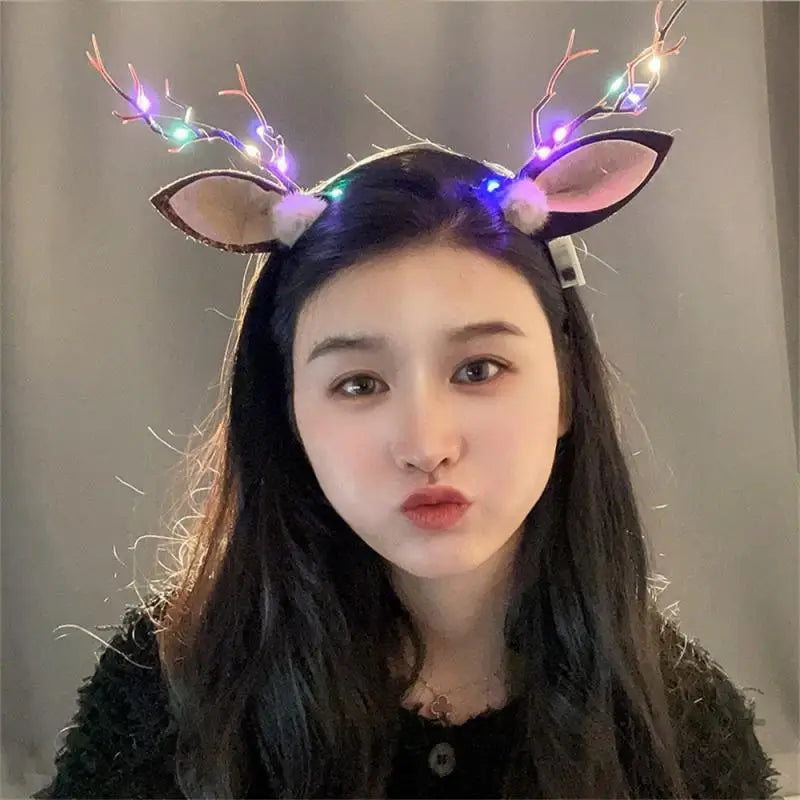 Christmas Glow Antler Flower Headband