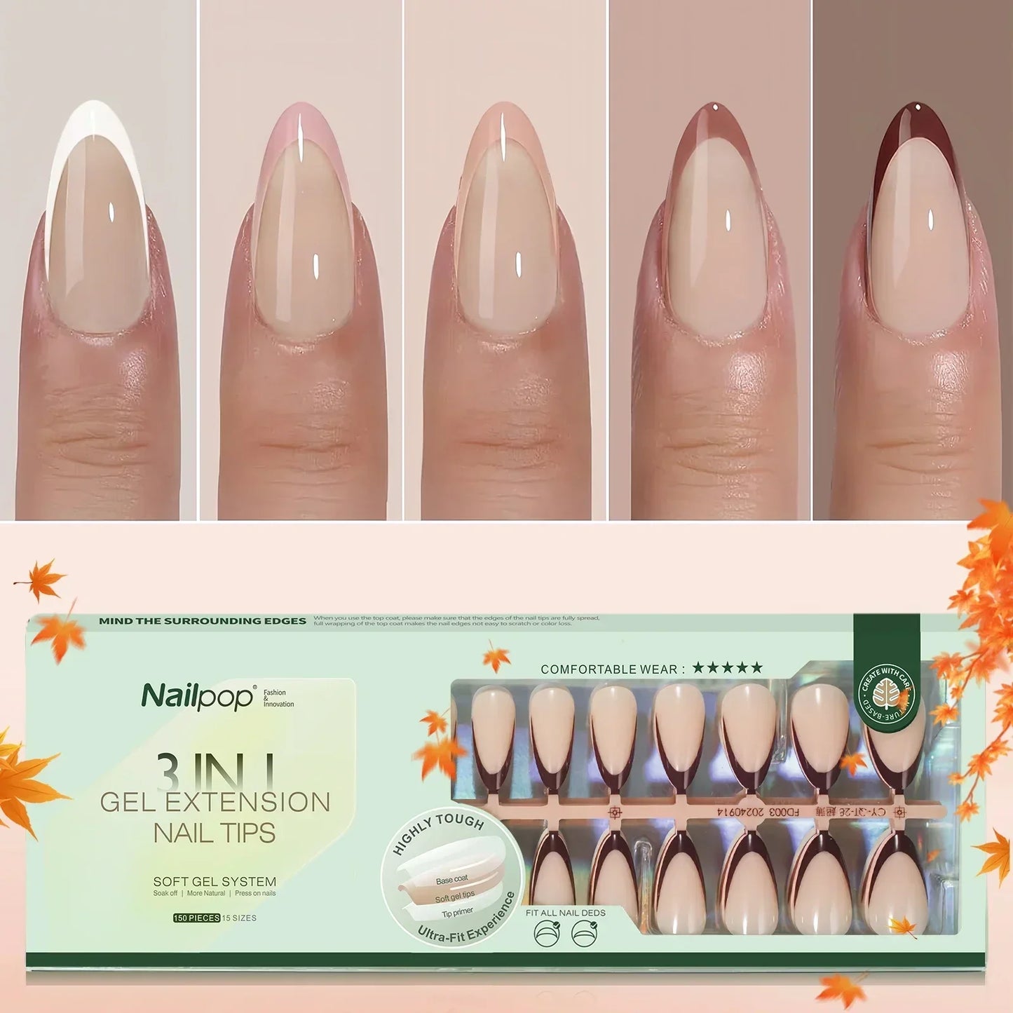 French Almond Gel Nail Tips