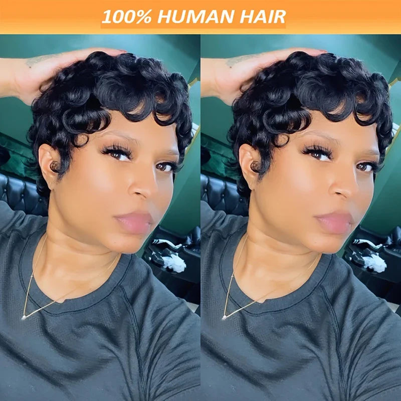 Short Curly Pixie Hair Wig