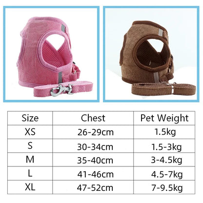 YUDODO Reflective Corduroy Dog Harness Set