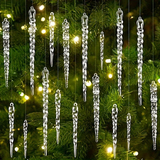 Crystal Clear Icicle Christmas Ornaments