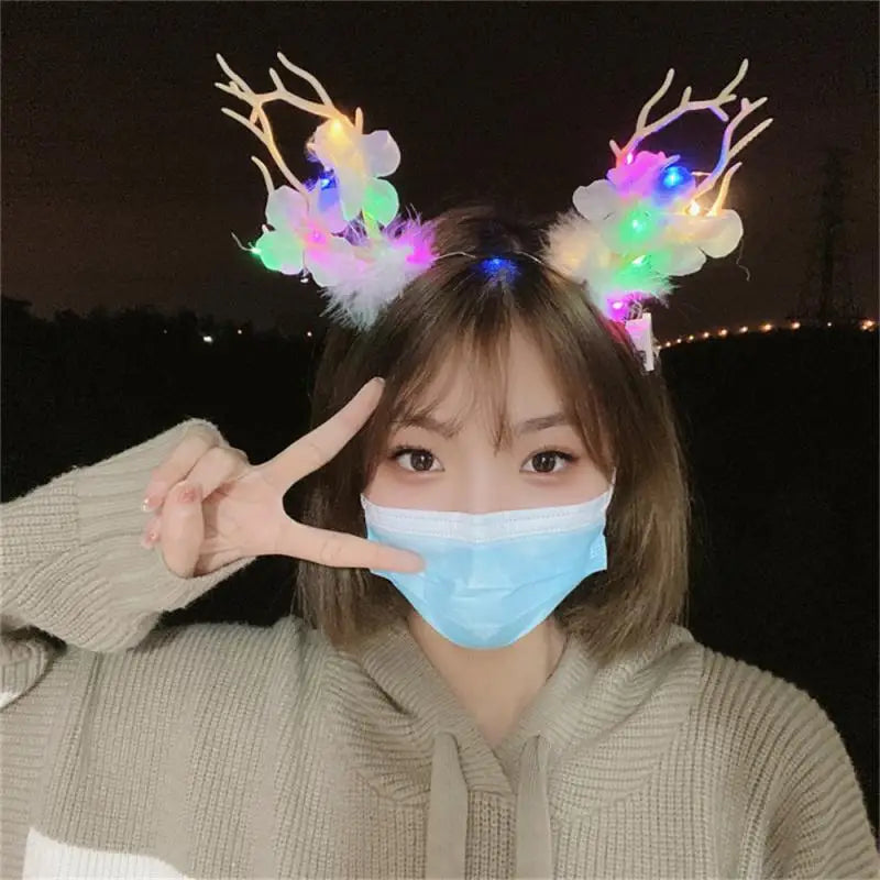 Christmas Glow Antler Flower Headband