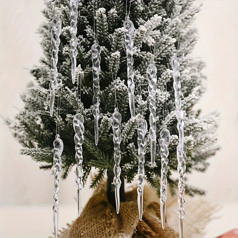 Crystal Clear Icicle Christmas Ornaments