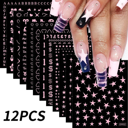 12Sheet Cartoon Stitch Nail Stickers