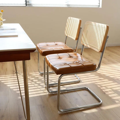 Modern Faux Leather Rattan Chairs