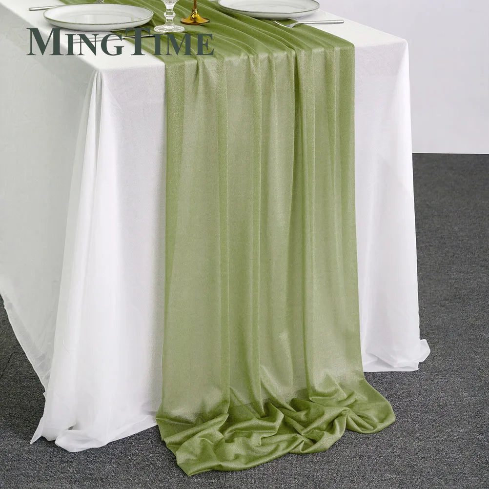 Blue Sheer Chiffon Table Runner