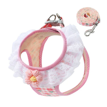 Floral Lace Pet Harness Set