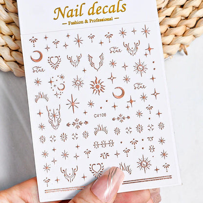 3D Metal Flame Nail Stickers