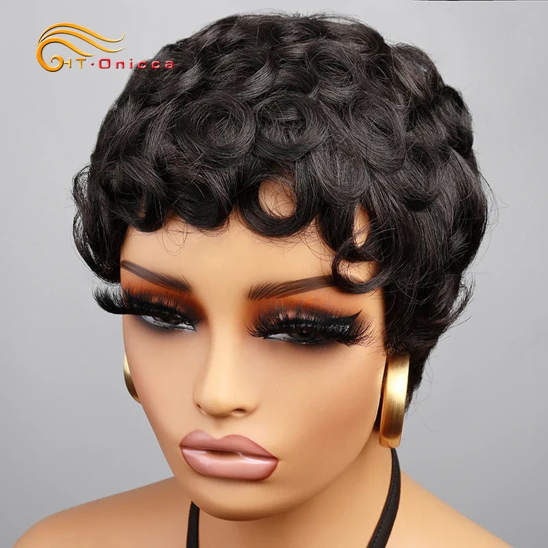 Short Curly Pixie Hair Wig