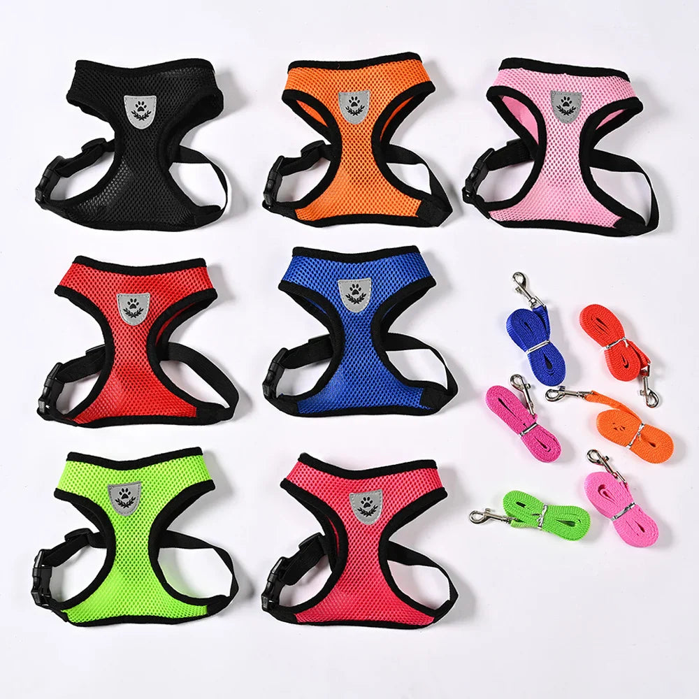 Breathable Mesh Pet Harness Set