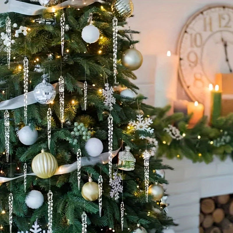 Crystal Clear Icicle Christmas Ornaments