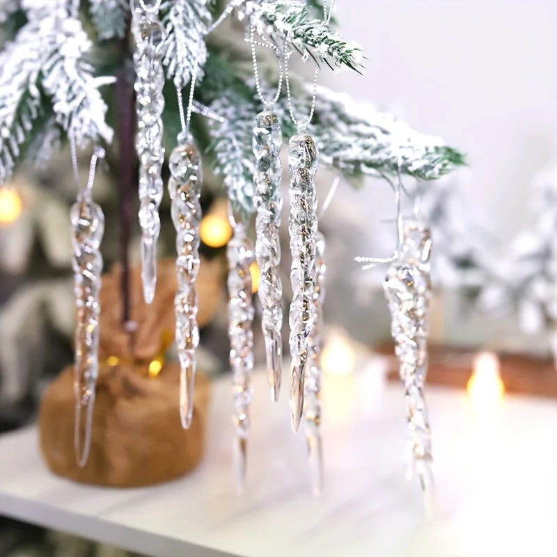 Crystal Clear Icicle Christmas Ornaments