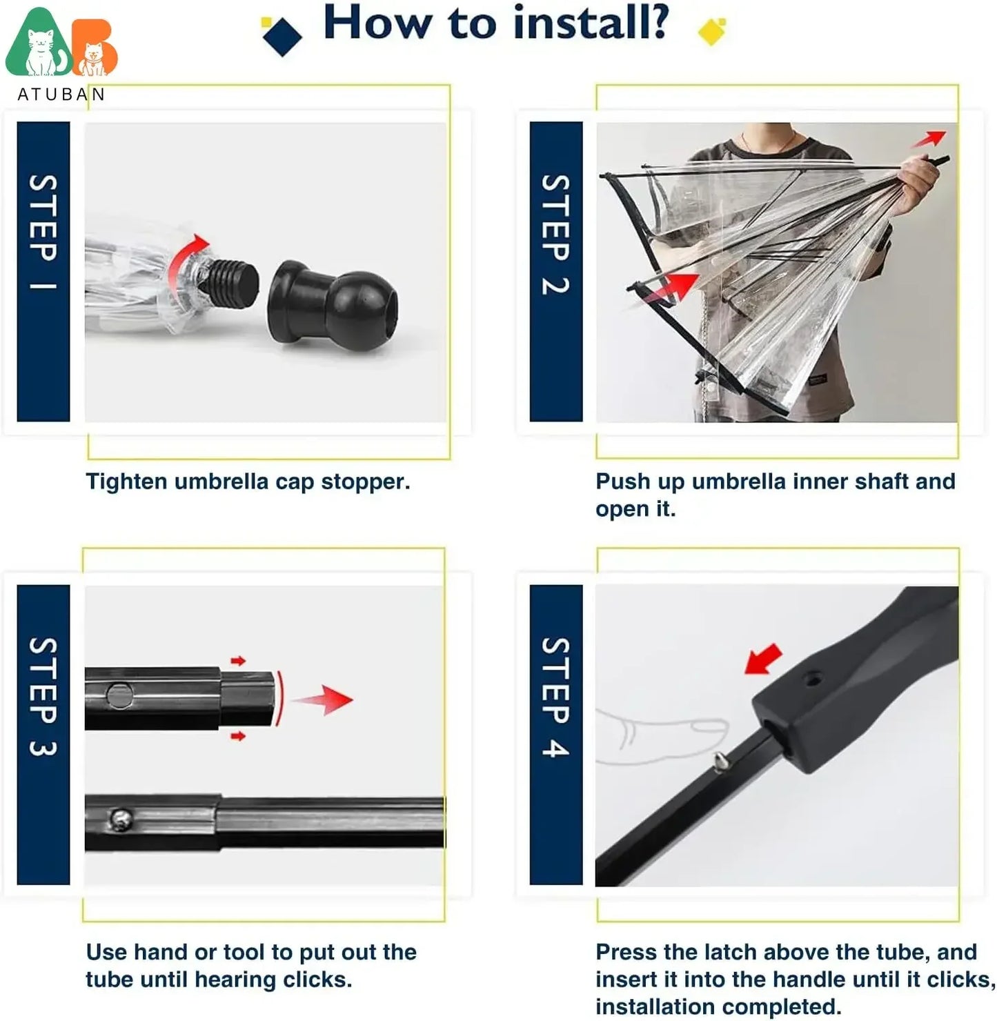 ATUBAN Clear Dog Umbrella