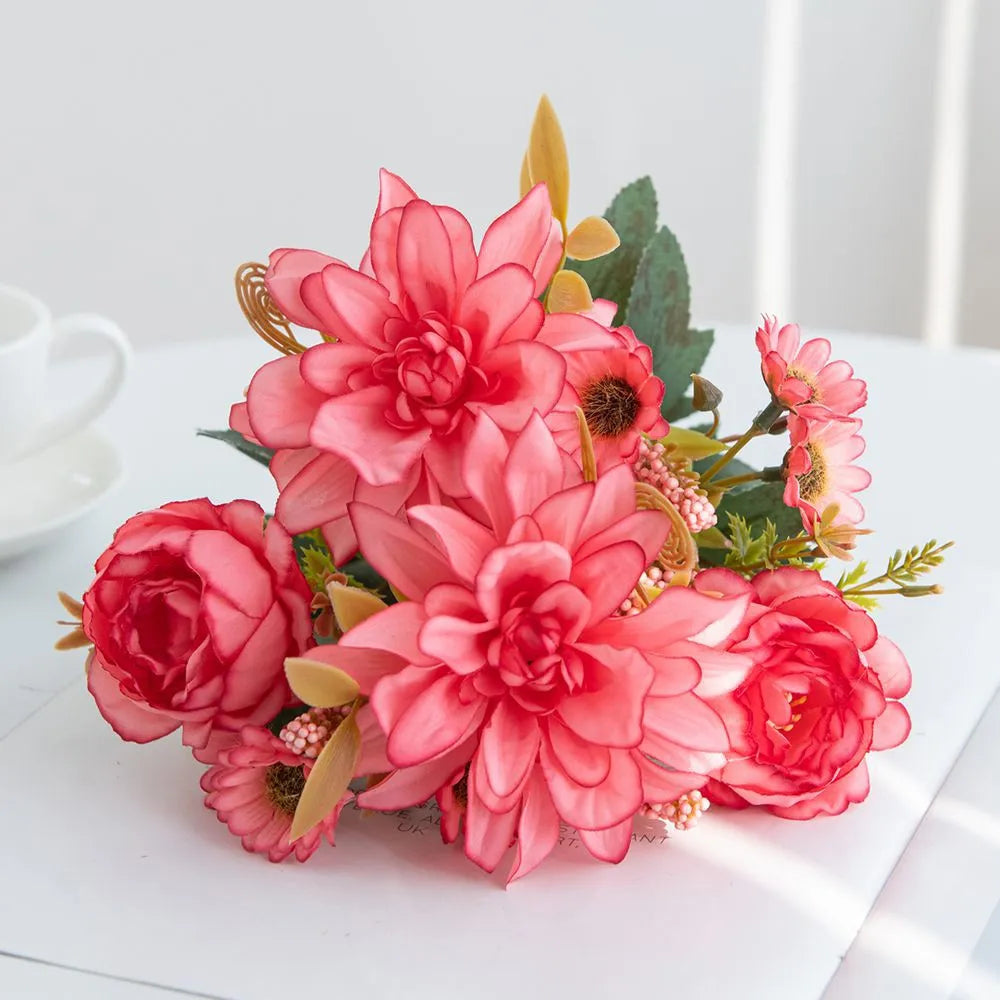 Silk Dahlia Rose Bouquet