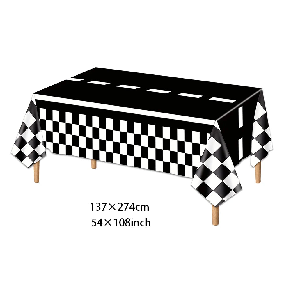 Racing Car Checkered Table Runner