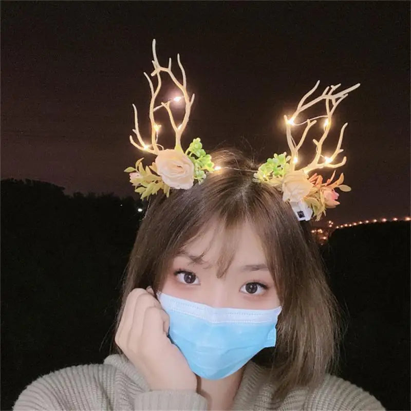 Christmas Glow Antler Flower Headband