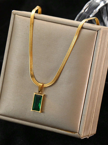 Square Green Crystal Jewelry Set