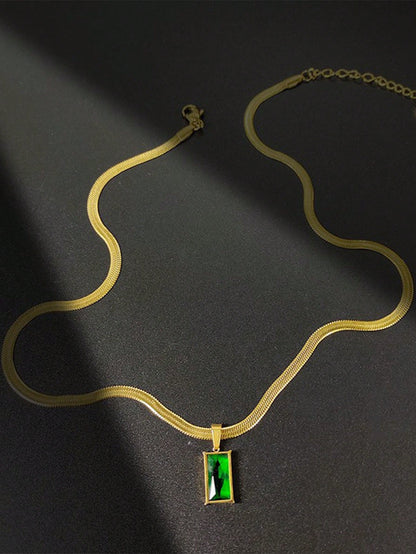 Square Green Crystal Jewelry Set