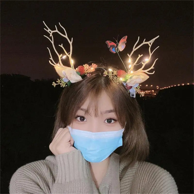 Christmas Glow Antler Flower Headband