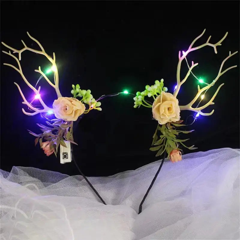 Christmas Glow Antler Flower Headband