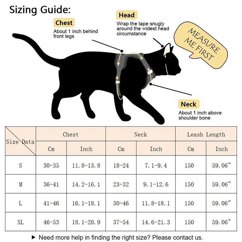 Reflective Mesh Cat Harness Set