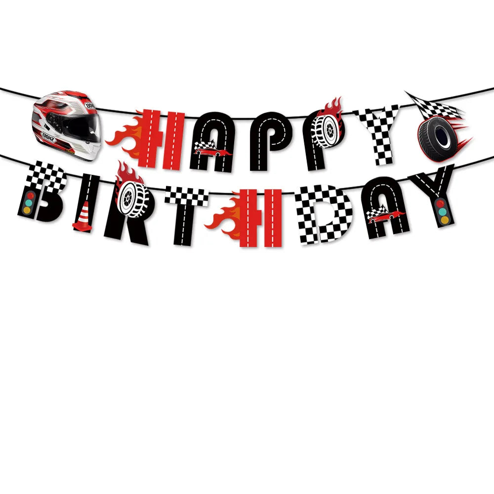 Racing Car Checkered Table Runner