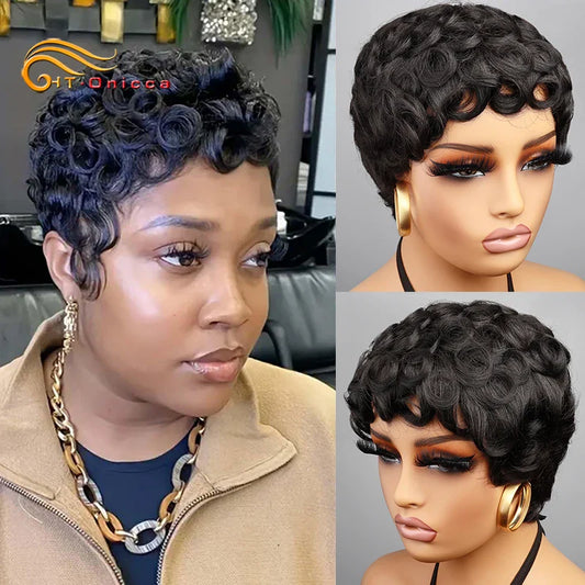 Short Curly Pixie Hair Wig