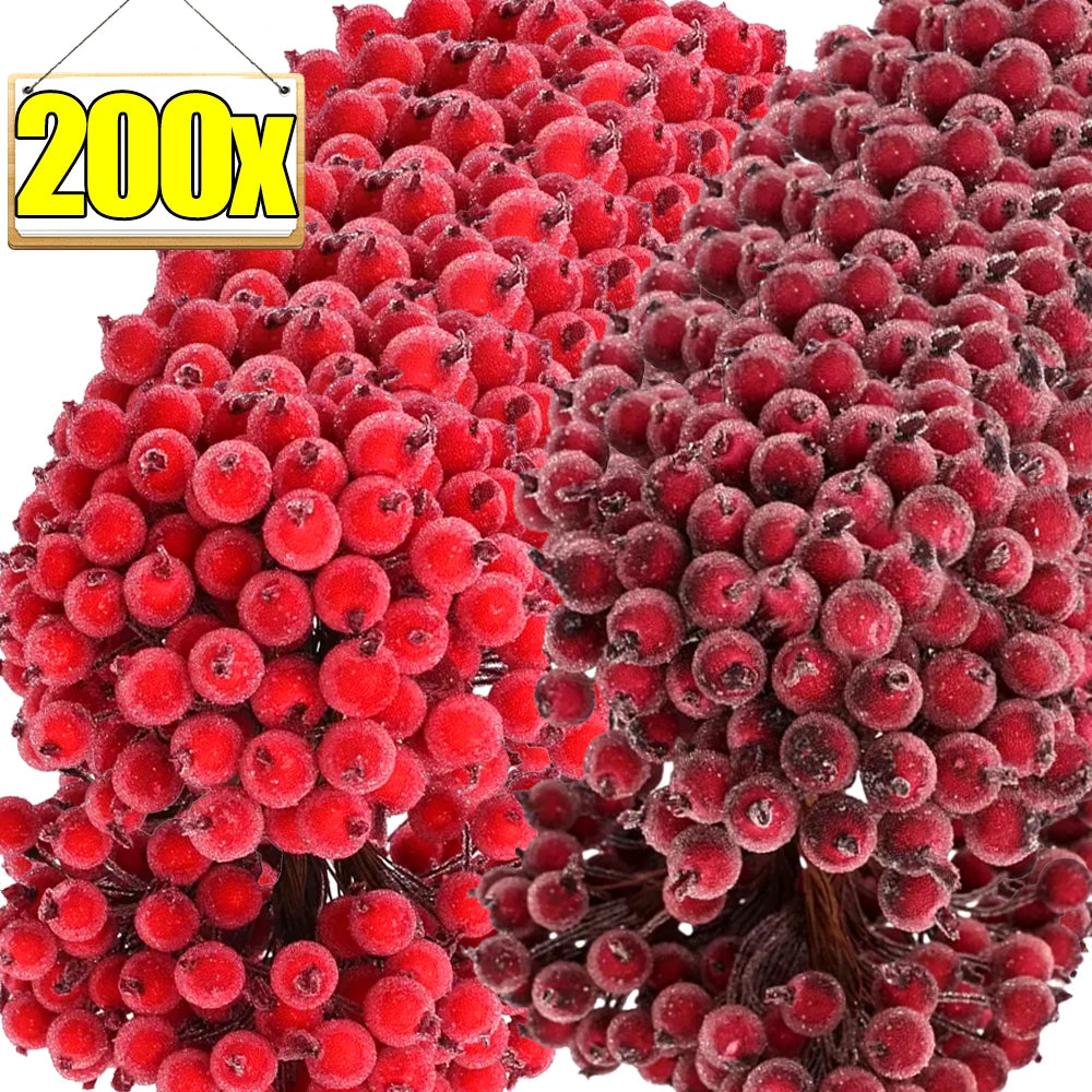 Artificial Frosted Christmas Berry Stems